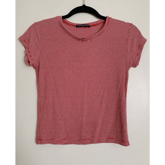Brandy Melville Tops - Red and White Brandy Melville Striped Cropped Baby Tee S